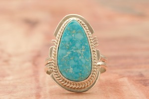 Genuine Blue Kingman Turquoise Native American Ring